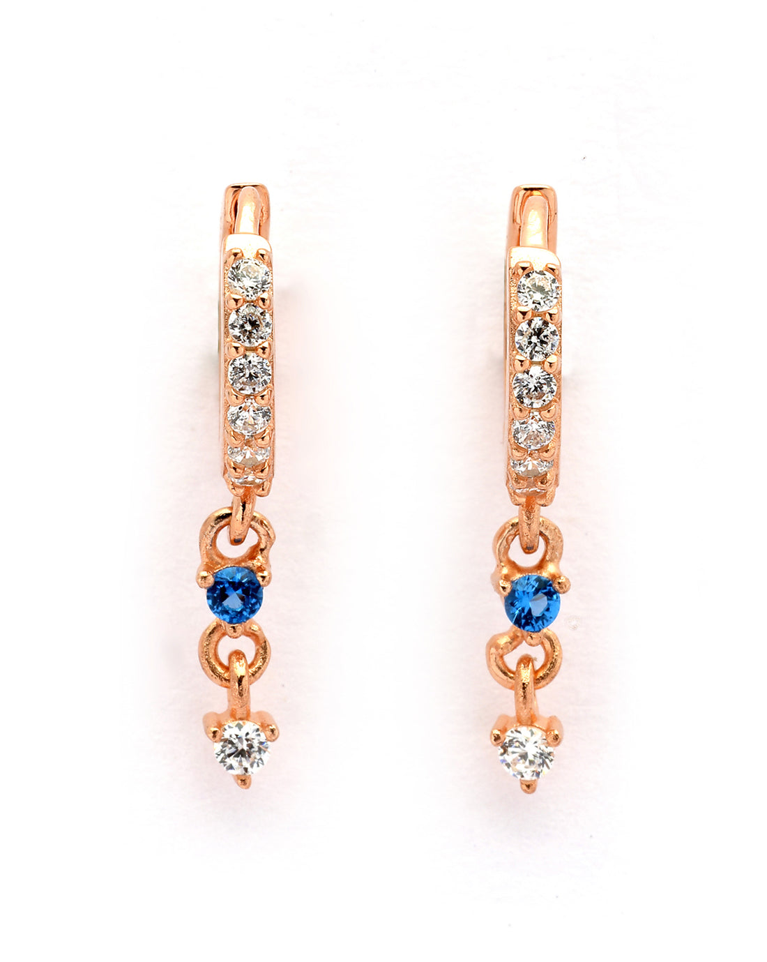 925 Sterling Silver 18kt Rose Gold Plated Topaz CZ Hoop Earring