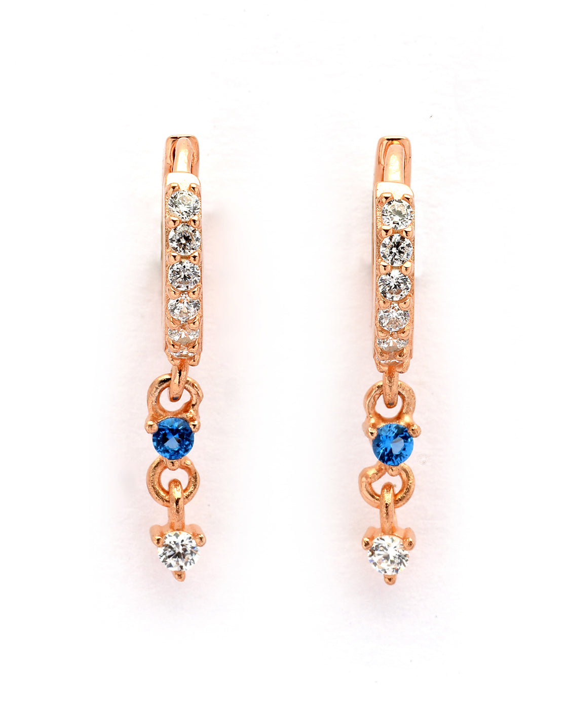 925 Sterling Silver 18kt Rose Gold Plated Topaz CZ Hoop Earring