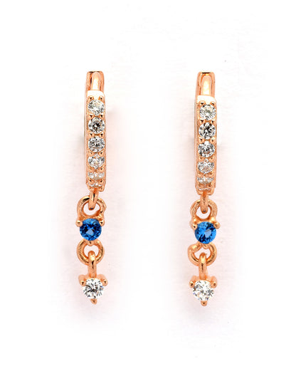 925 Sterling Silver 18kt Rose Gold Plated Topaz CZ Hoop Earring