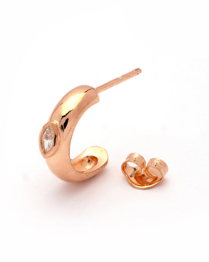18kt Rose Gold Plated CZ Modern Arc Half Hoop Earring