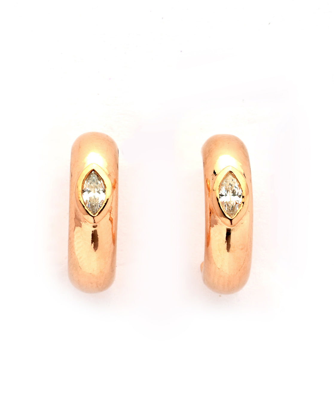 18kt Rose Gold Plated CZ Modern Arc Half Hoop Earring