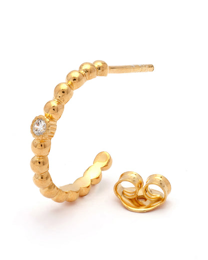 18kt Gold Plated CZ Half Hoop Earring