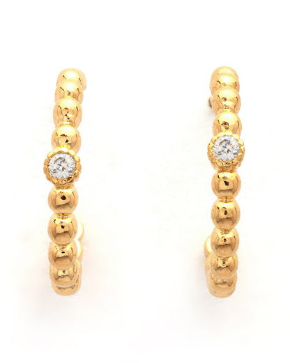 18kt Gold Plated CZ Half Hoop Earring