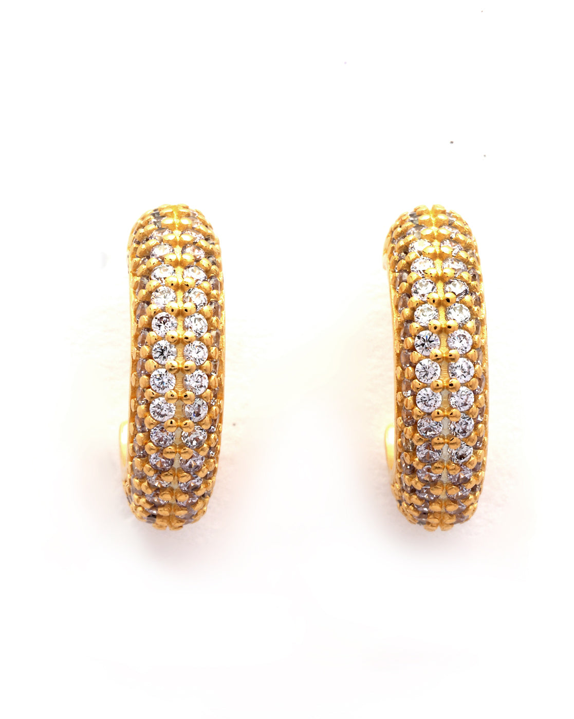 18kt Gold Plated CZ Half Hoop Earring