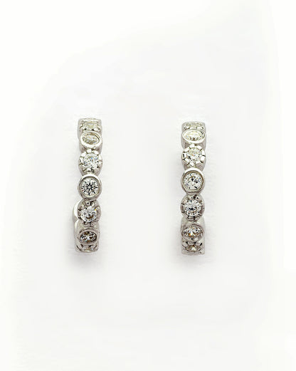 925 Sterling Silver Rhodium Plated CZ Half Hoop Earring
