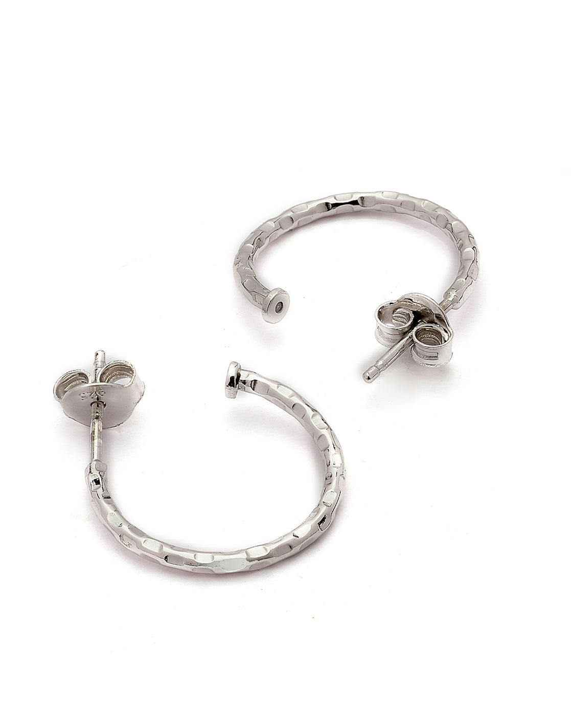 925 Sterling Silver Rhodium Plated Half Hoop Earring