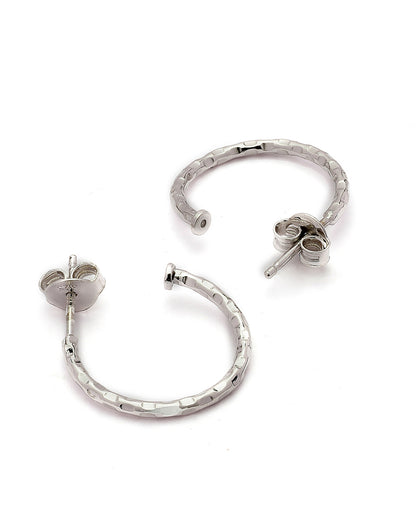 925 Sterling Silver Rhodium Plated Half Hoop Earring