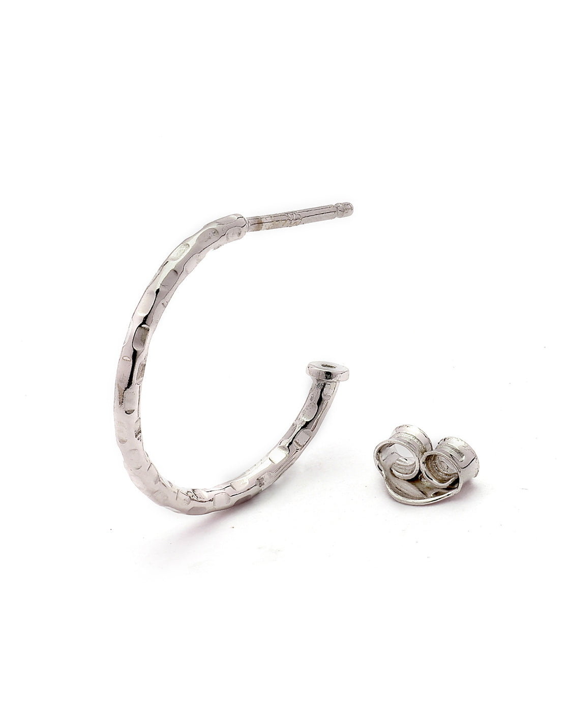 925 Sterling Silver Rhodium Plated Half Hoop Earring