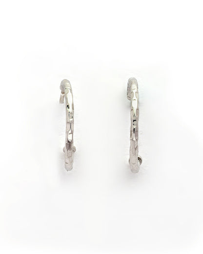 925 Sterling Silver Rhodium Plated Half Hoop Earring