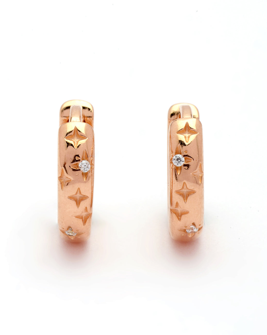 18kt Rose Gold Plated CZ Mini Hoop Earring