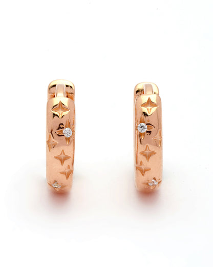 18kt Rose Gold Plated CZ Mini Hoop Earring