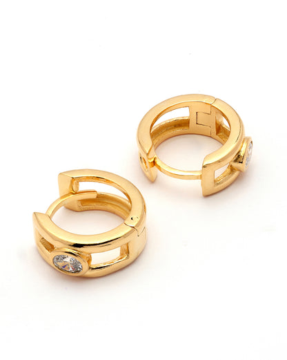 18kt Gold Plated CZ Circular Hoop Earring