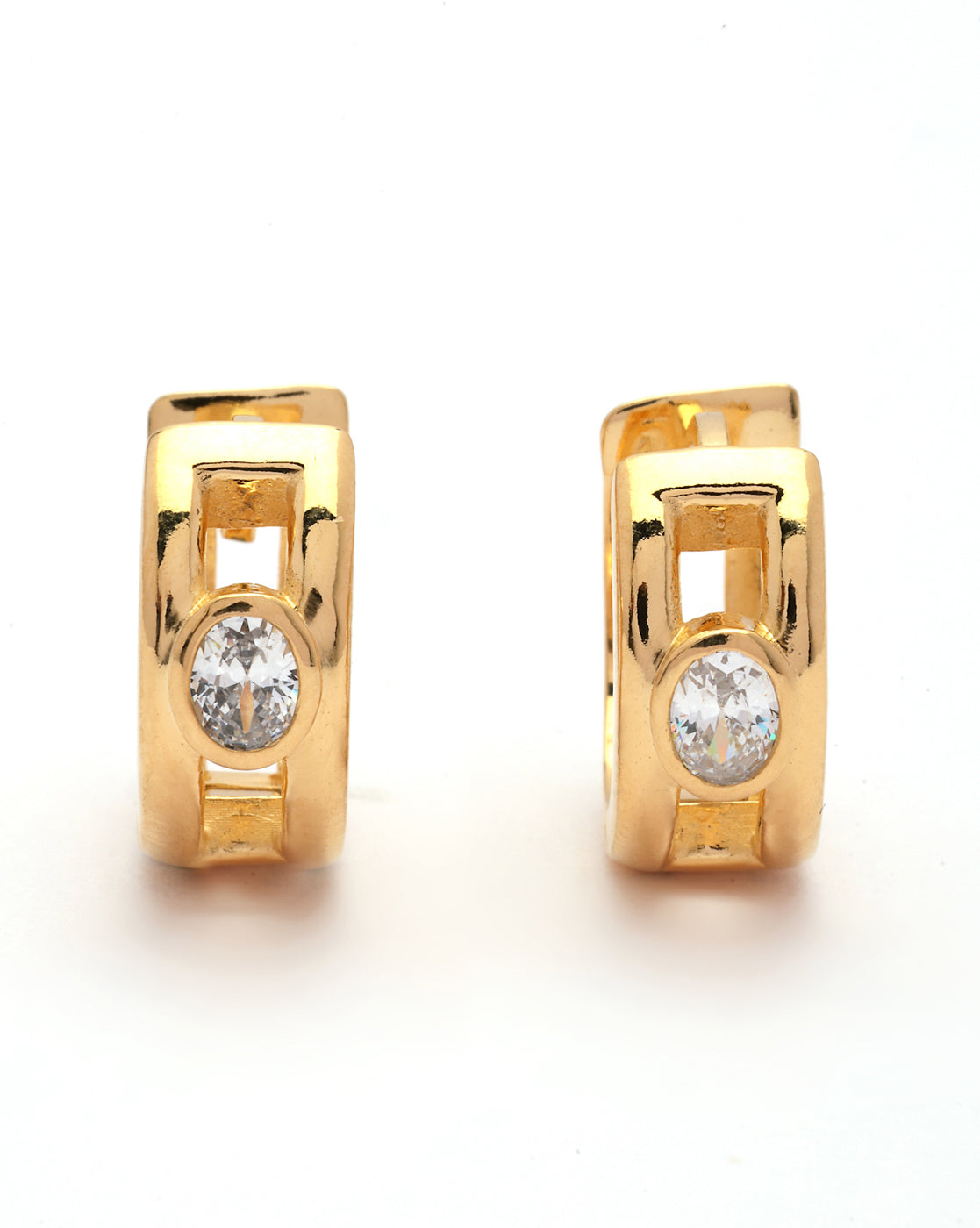 18kt Gold Plated CZ Circular Hoop Earring