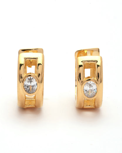 18kt Gold Plated CZ Circular Hoop Earring