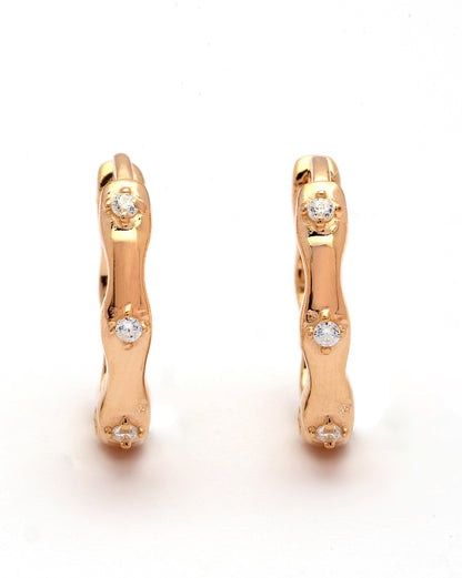 925 Sterling Silver 18kt Rose Gold Plated CZ Hoop Earring