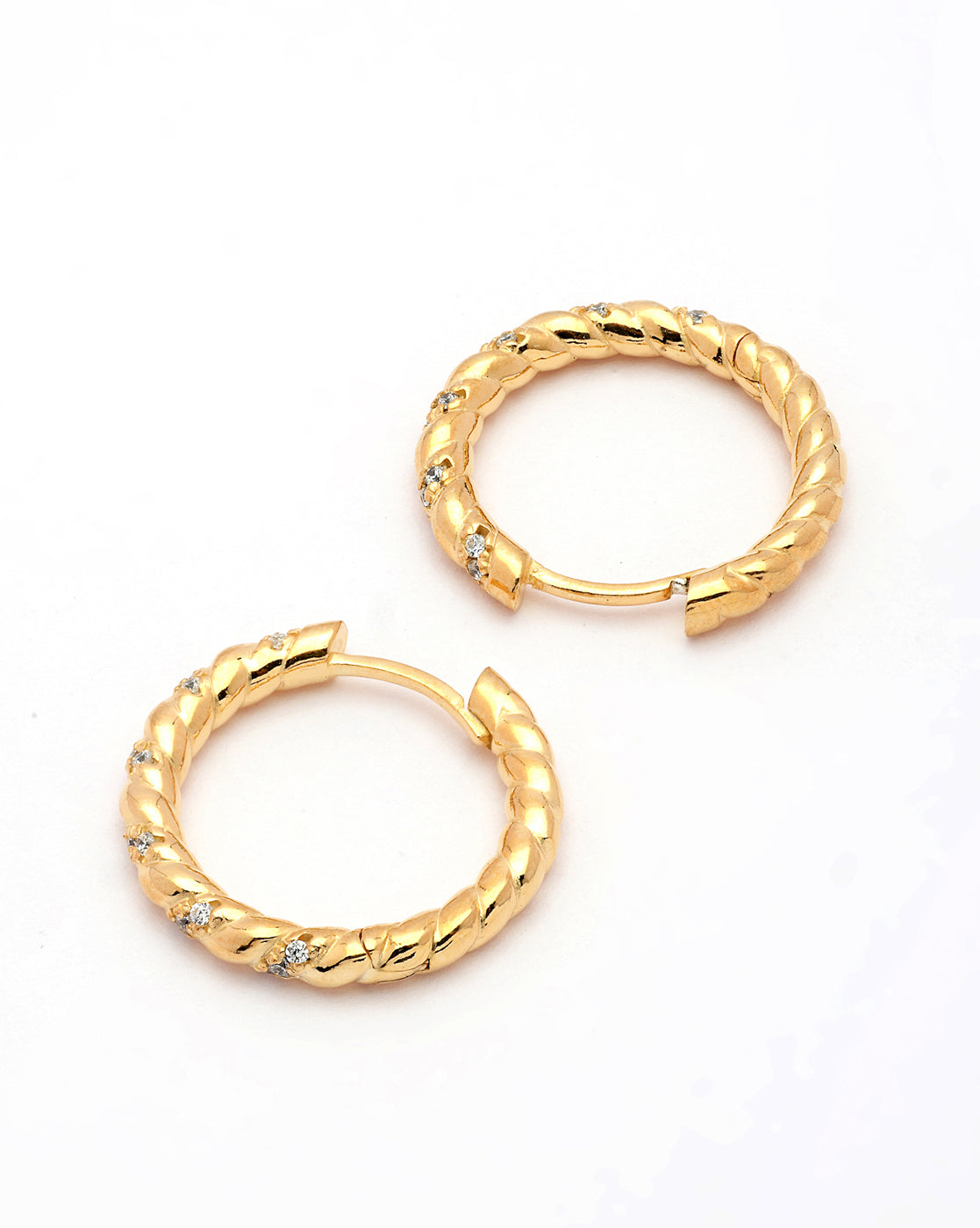 18kt Gold Plated CZ Hoop Earring