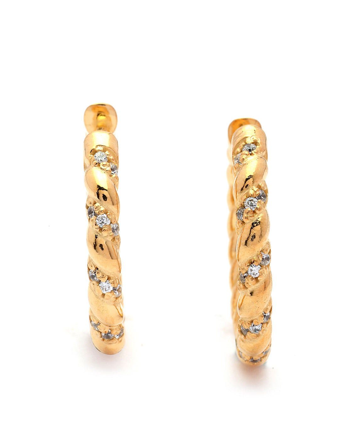 18kt Gold Plated CZ Hoop Earring