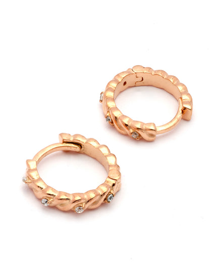 18kt Rose Gold Plated CZ Mini Hoop Earring