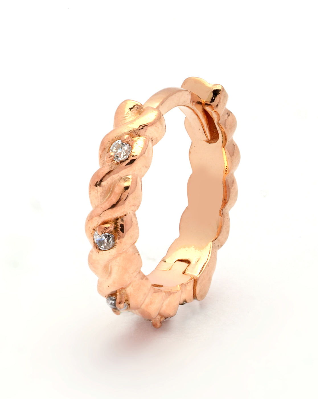 18kt Rose Gold Plated CZ Mini Hoop Earring
