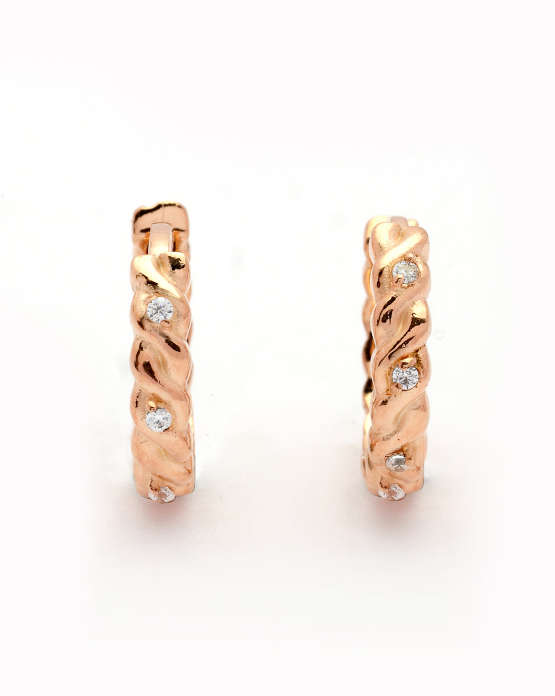 18kt Rose Gold Plated CZ Mini Hoop Earring