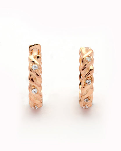 18kt Rose Gold Plated CZ Mini Hoop Earring