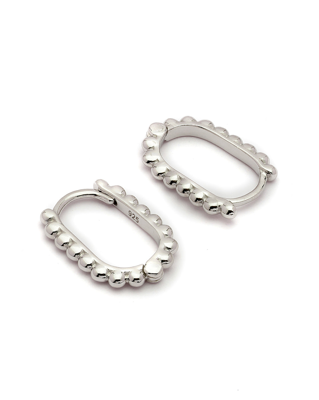 925 Sterling Silver Rhodium Plated Oval Hoop Earring