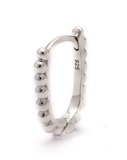 925 Sterling Silver Rhodium Plated Oval Hoop Earring