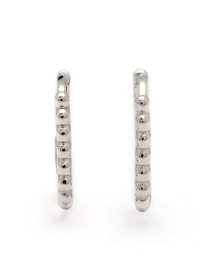 925 Sterling Silver Rhodium Plated Oval Hoop Earring