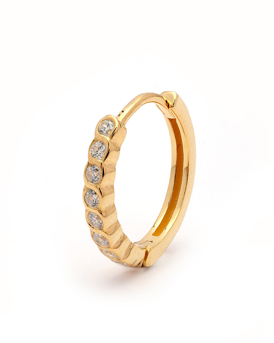 925 Sterling Silver 18kt Gold Plated CZ Signature Hoop Earring