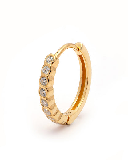925 Sterling Silver 18kt Gold Plated CZ Signature Hoop Earring