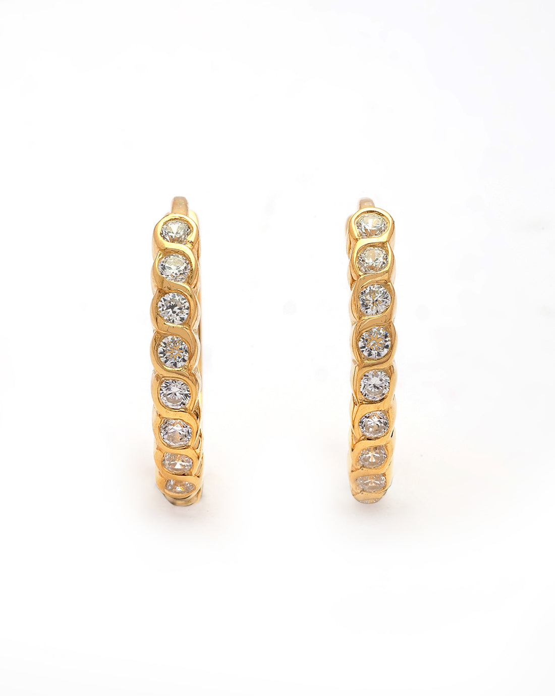 925 Sterling Silver 18kt Gold Plated CZ Signature Hoop Earring