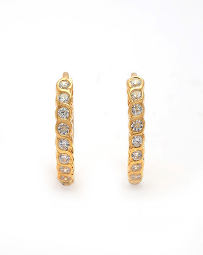925 Sterling Silver 18kt Gold Plated CZ Signature Hoop Earring