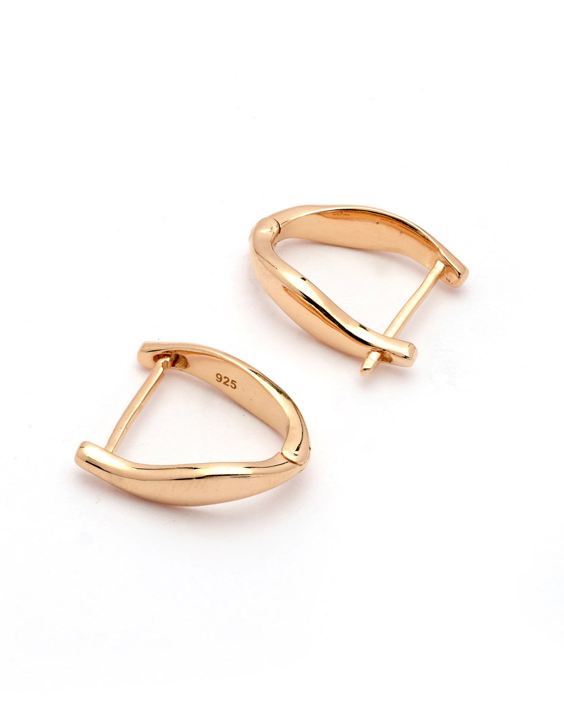 925 Sterling Silver 18kt Rose Gold Plated Signature Wave Hoop Earring