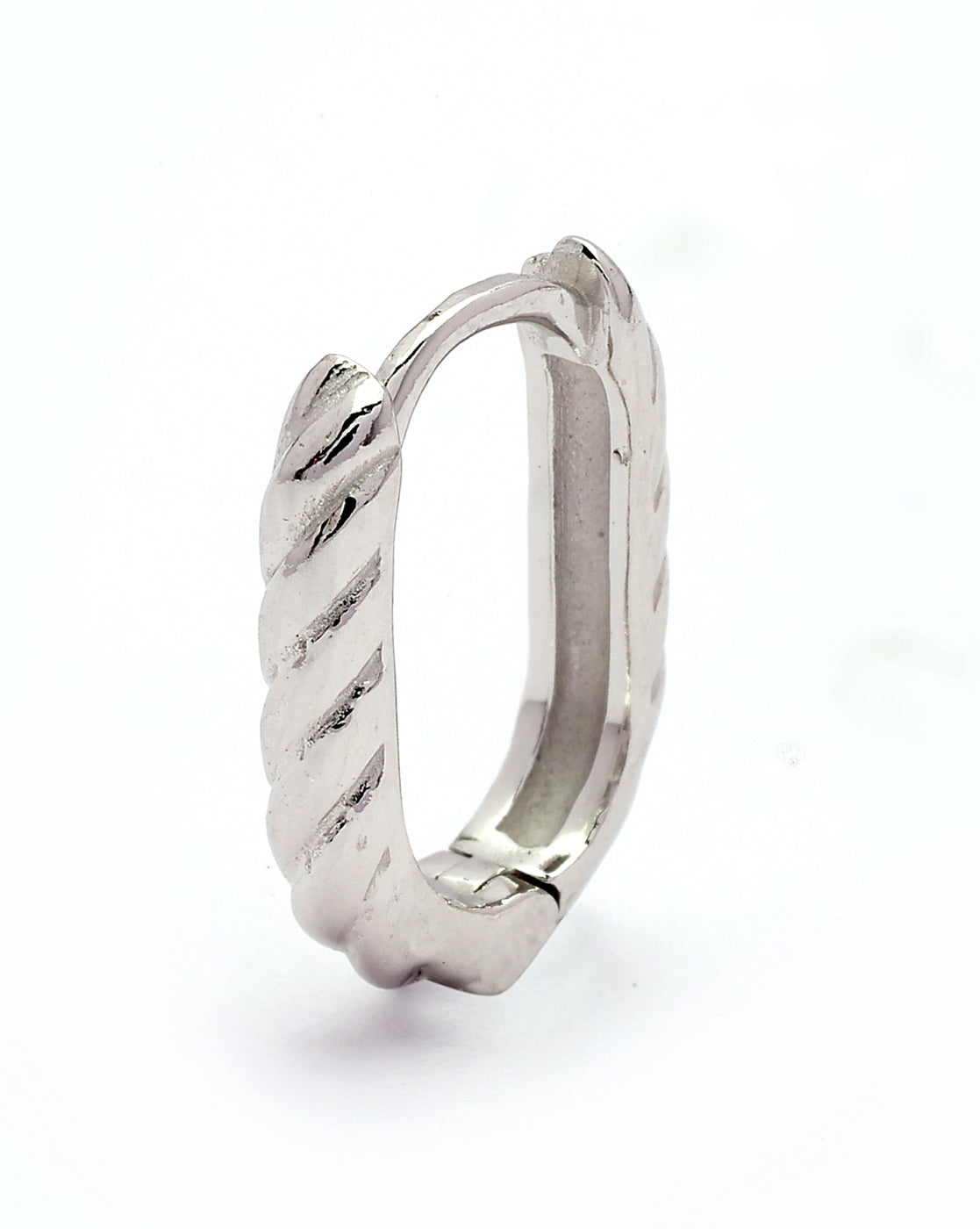 925 Sterling Silver Rhodium Plated Oval Mini Hoop Earring