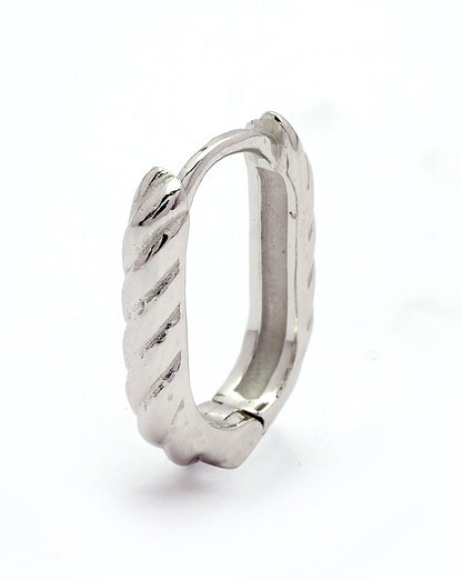 925 Sterling Silver Rhodium Plated Oval Mini Hoop Earring