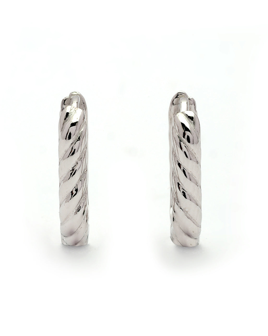925 Sterling Silver Rhodium Plated Oval Mini Hoop Earring