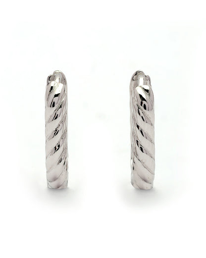 925 Sterling Silver Rhodium Plated Oval Mini Hoop Earring
