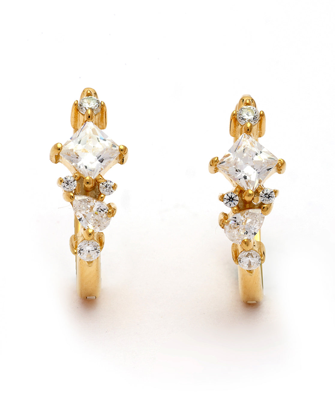 925 Sterling Silver 18kt Gold Plated CZ Oval Hoop Earring