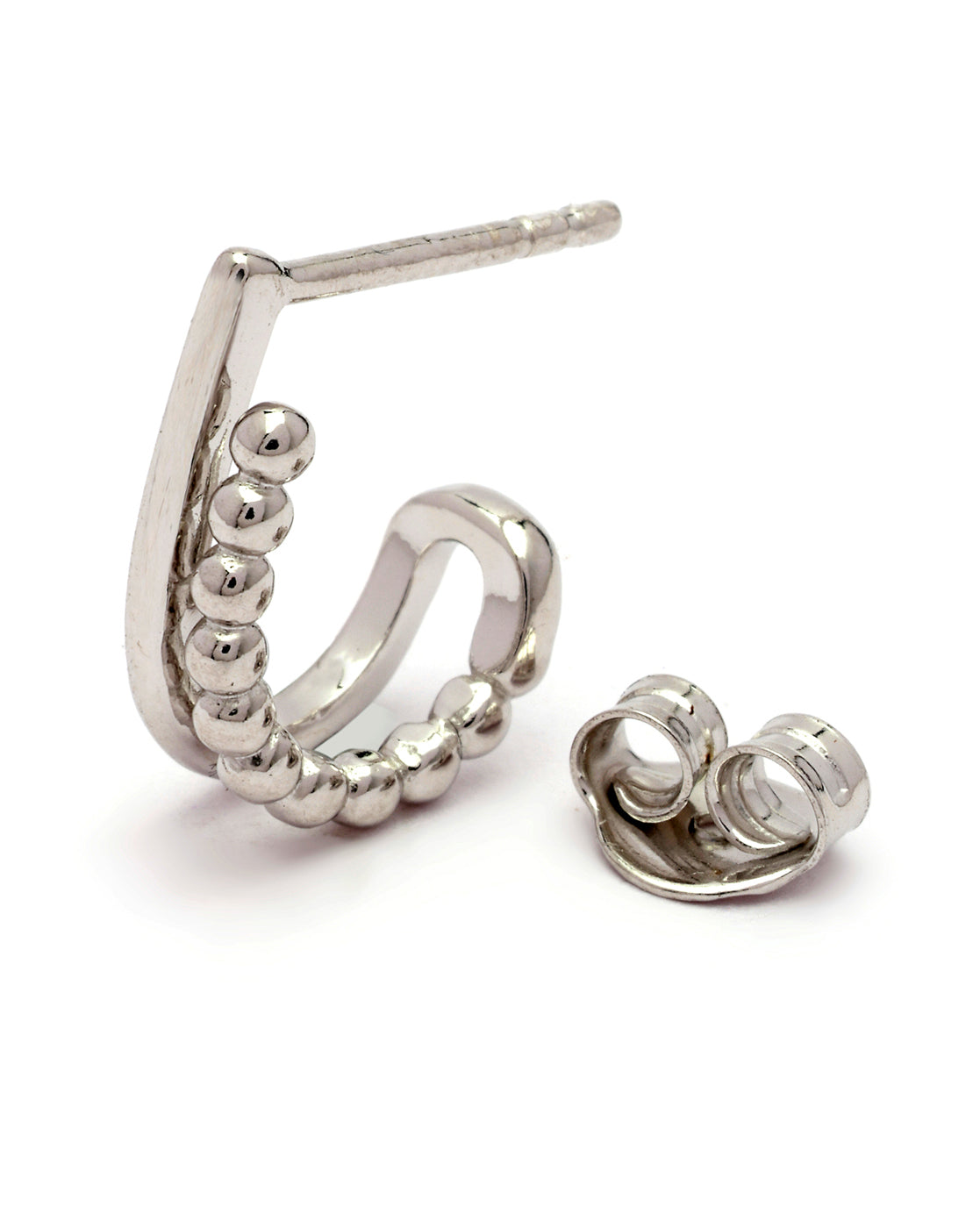 Rhodium Plated Contemporary Half Hoop Earring