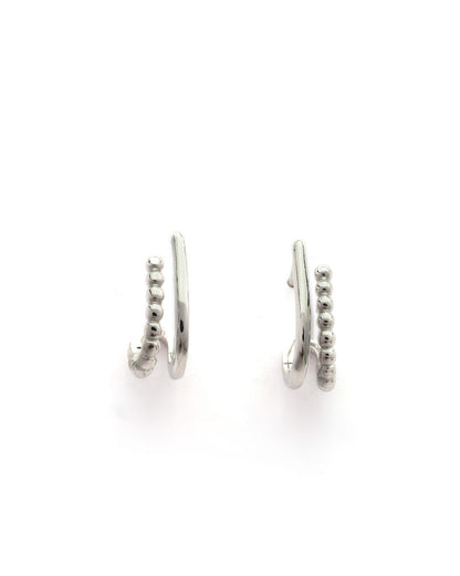 Rhodium Plated Contemporary Half Hoop Earring