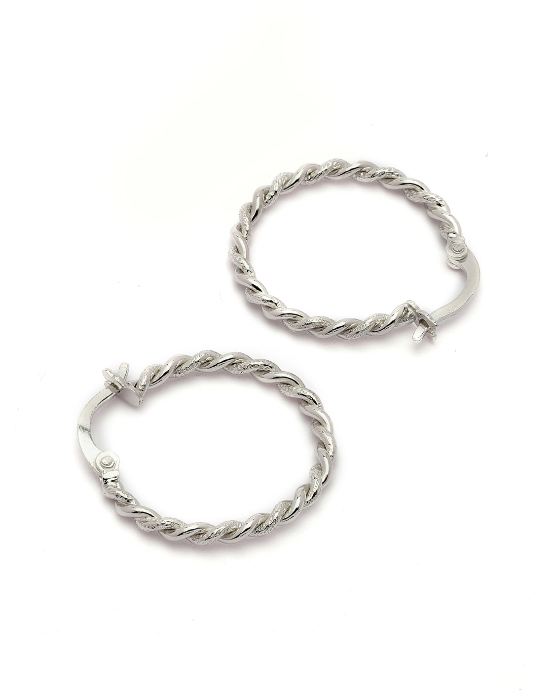 925 Sterling Silver Rhodium Plated Circular Hoop Earring