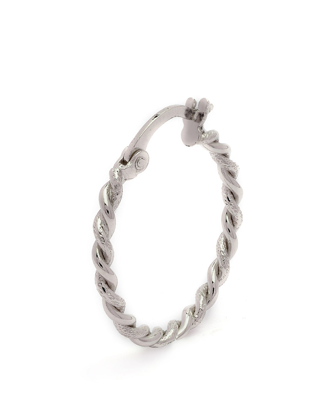 925 Sterling Silver Rhodium Plated Circular Hoop Earring
