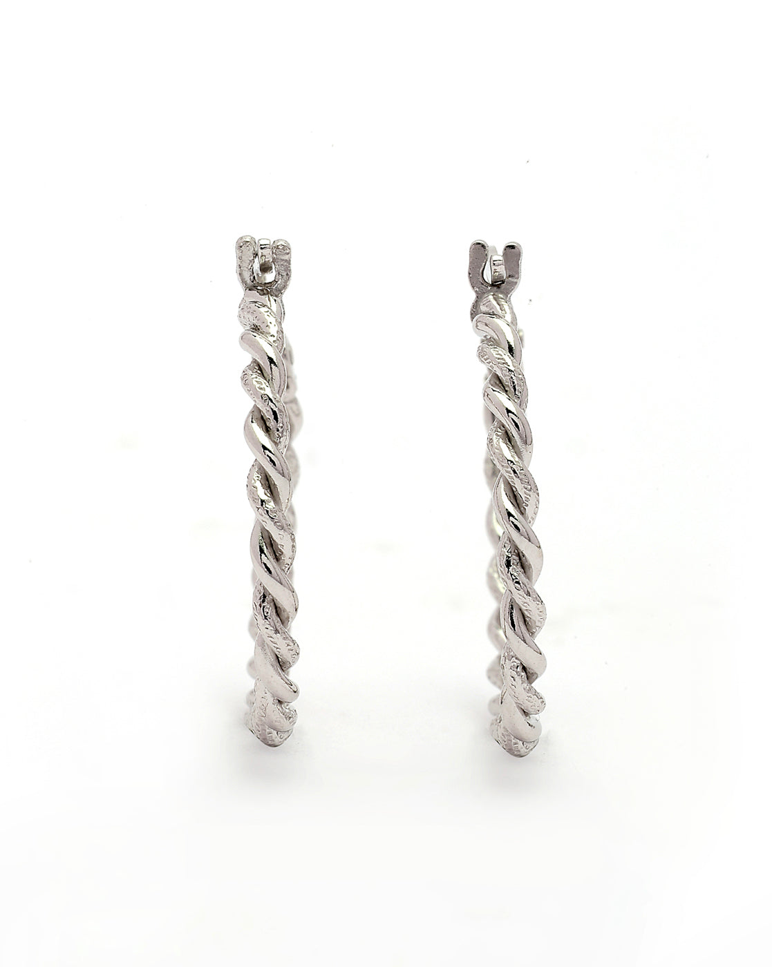 925 Sterling Silver Rhodium Plated Circular Hoop Earring