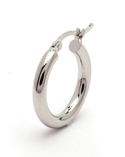 Rhodium Plated Circular Hoop Earring