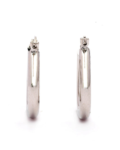 Rhodium Plated Circular Hoop Earring