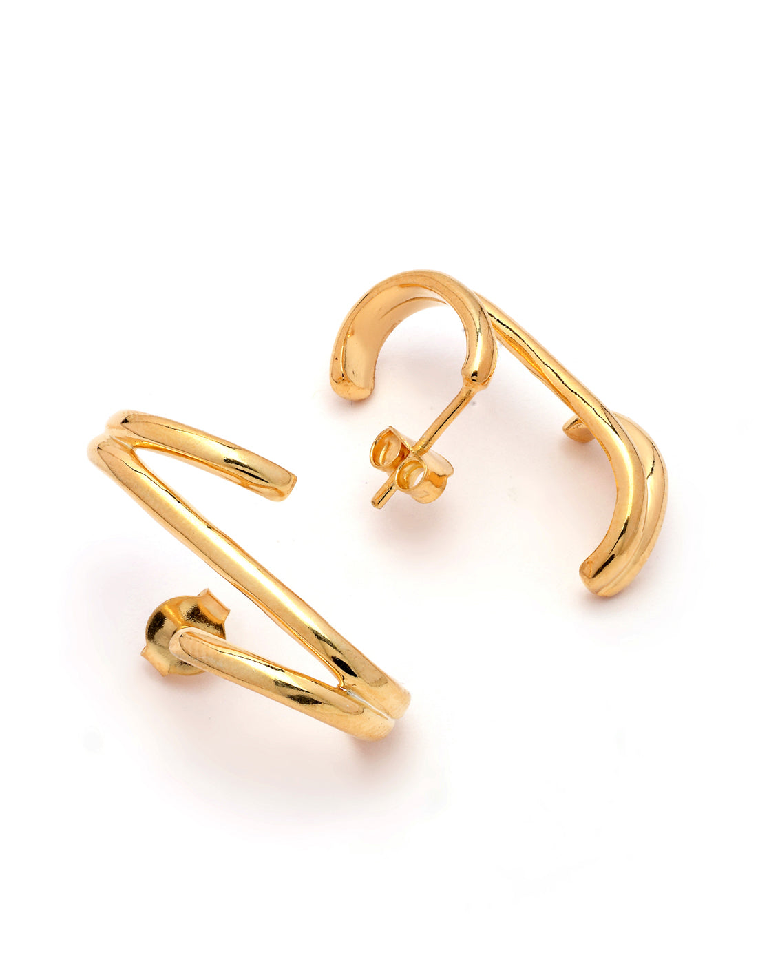 18kt Gold Plated Contemporary Stud Earring