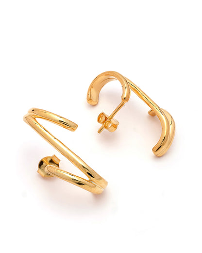 18kt Gold Plated Contemporary Stud Earring