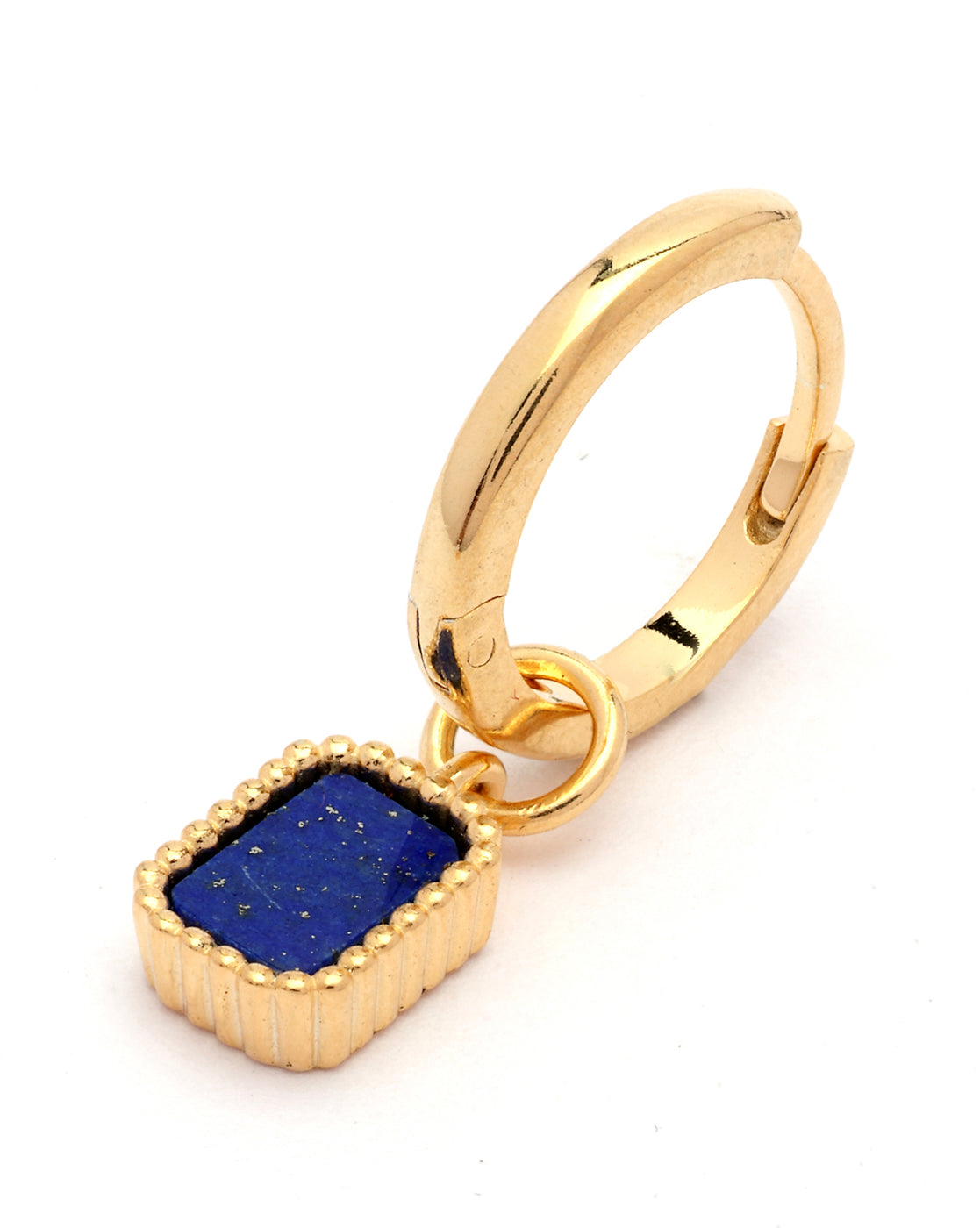 18kt Gold Plated Blue Lapis Stone Hoop Earring