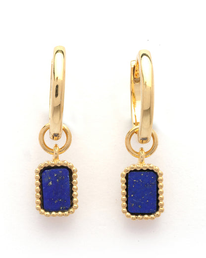 18kt Gold Plated Blue Lapis Stone Hoop Earring
