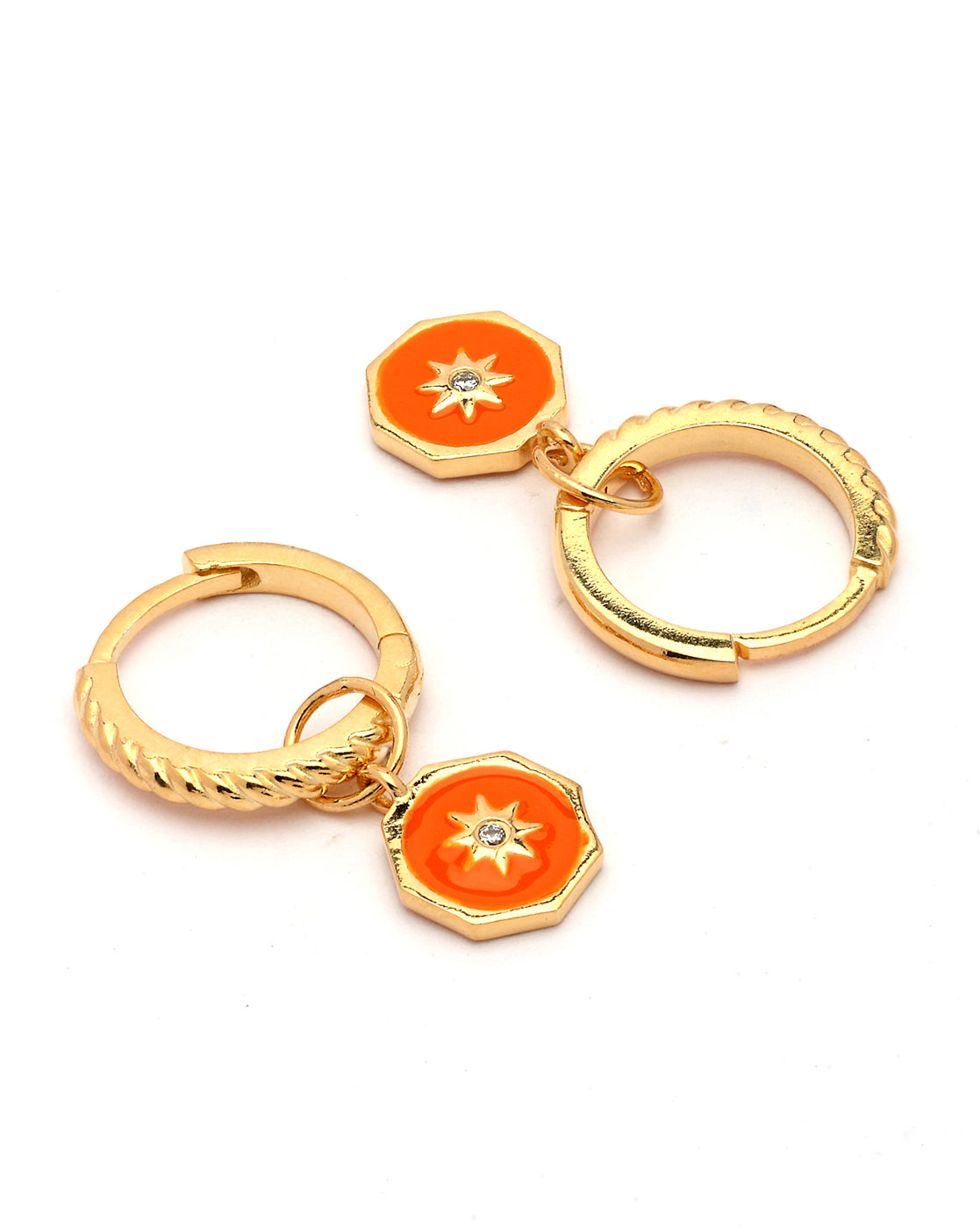 18kt Gold Plated CZ Star Enamel Hoop Earring
